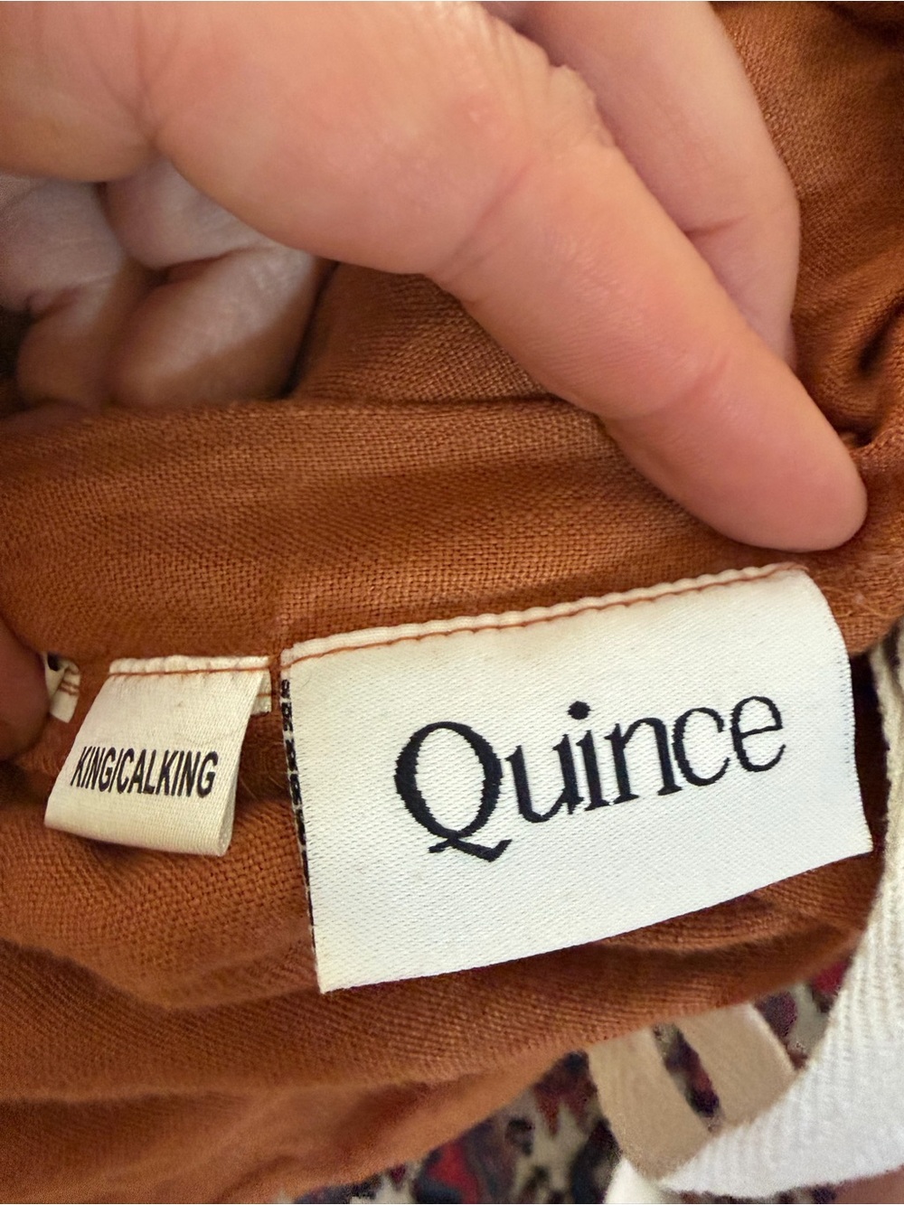 Quince Linen Duvet Cover and Standard Shams in Terracotta - Picture 9 of 9
